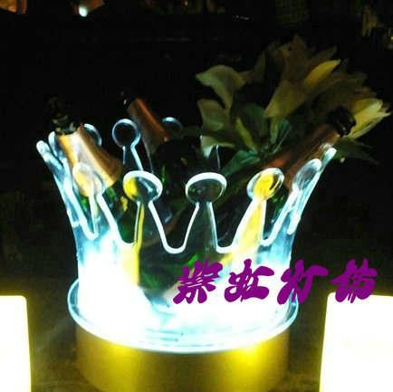 供应LED充电酒吧酒店发光皇冠酒桶 紫虹灯饰 香槟桶冰桶