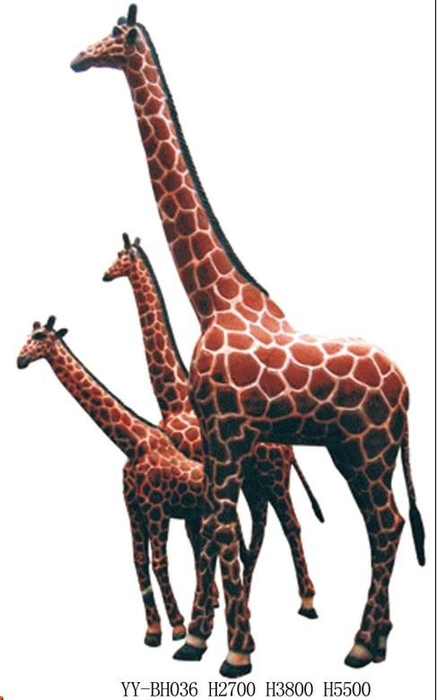 玻璃钢卡通雕塑批发彩色长颈鹿雕像批发