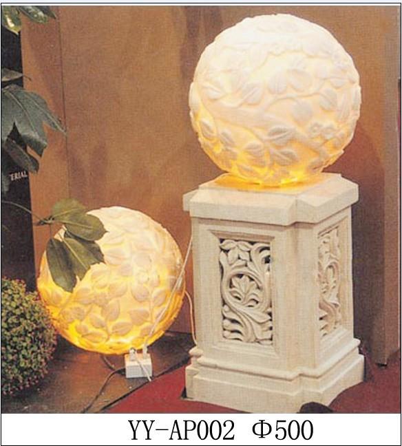 供应园林景观砂岩灯罩人造石球形雕花灯庭院景观灯饰批发 古代灯罩订做