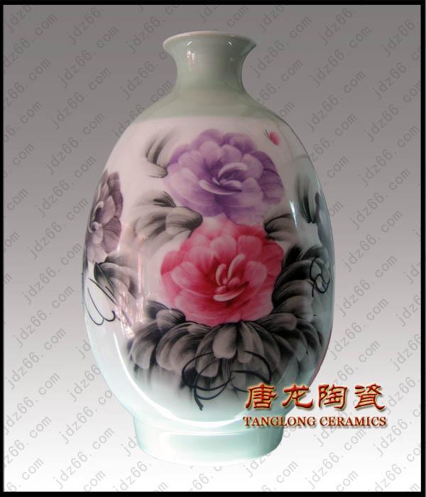 供应手指画牡丹粉彩瓶 陶瓷粉彩装饰 传统工艺粉彩瓶  粉彩花瓶
