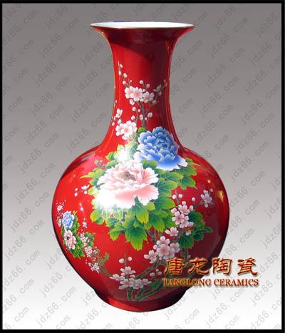 景德镇中国红商务礼品中国红瓷瓶批发
