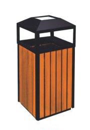 供应户外钢木垃圾桶园林垃圾桶木制垃圾小区分类垃圾桶