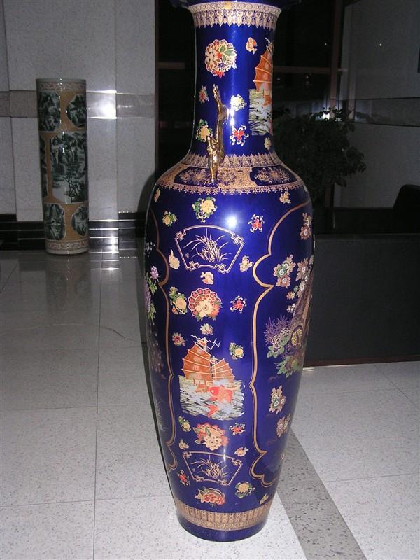 陕西商务馈赠礼品，西安陶瓷大花瓶，锦绣河山彩色大花瓶图片