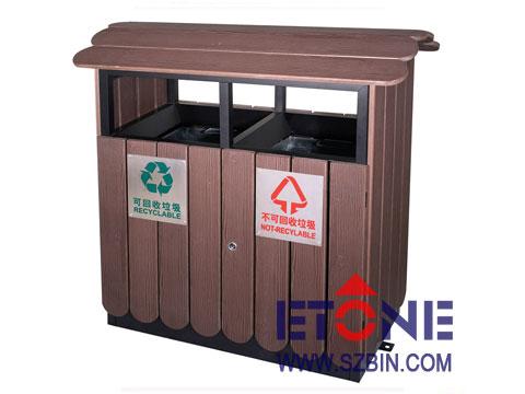 供应户外环保木塑木垃圾桶图片