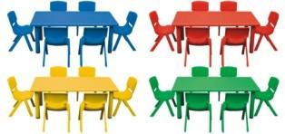 供应石家庄儿童工程塑料课桌幼儿园桌椅图片