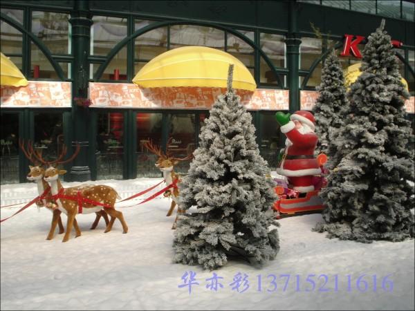 供应节庆雕刻美陈圣诞节泡沫雕刻雪人圣诞老人圣诞鹿圣诞树布置图片