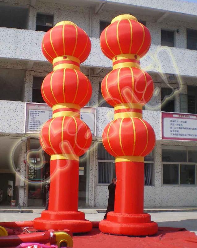 三联灯笼柱 喜庆充气灯笼立柱|春节三联灯笼柱