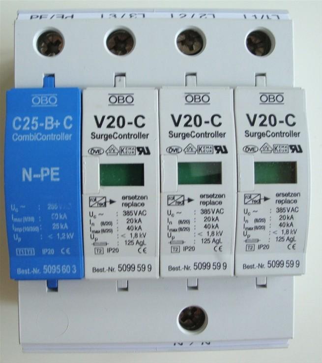 OBO防雷器,三相电源避雷器,浪涌保护器V20-C/3+NPE五