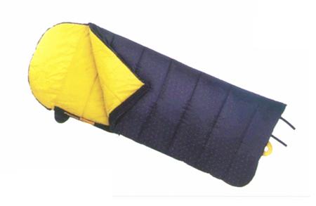 供应外黑内黄羽绒棉填充防寒保暖睡袋图片