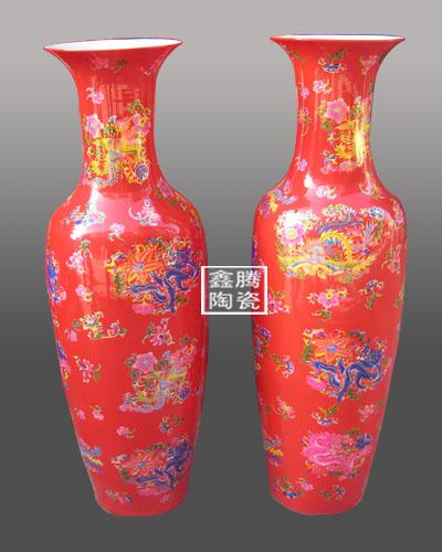 供应鑫腾陶瓷厂家中国红大花瓶