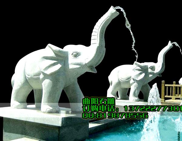 供应雕刻之乡厂家直销石雕喷泉大象石头象图片