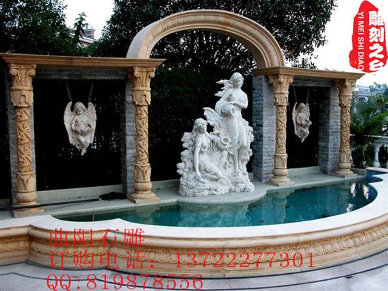 供应大型欧式喷泉雕塑，石雕喷泉，欧式西方人喷泉厂家别墅喷泉雕塑价格图片