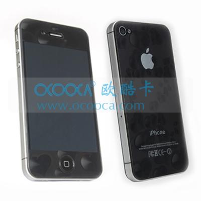 供应2012最新款iphone4/4s拉丝心形3D膜,手机保护膜