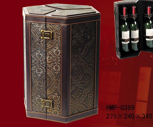 供应新款六支装红酒盒皮盒