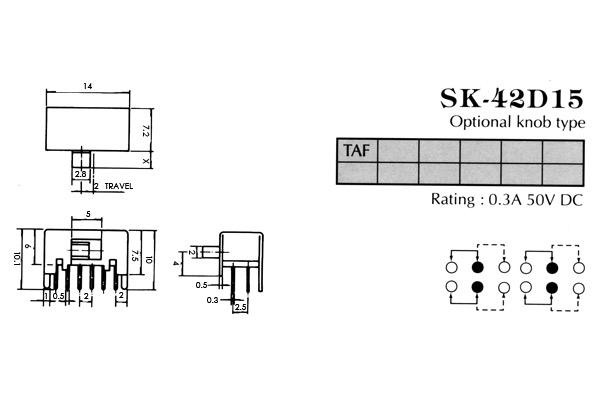 供应拨动开关SK-42D15/东莞市微动开关/叶片开关/轻触开关/