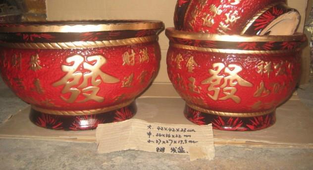 潮州市古典陶瓷花盆-新年喜庆花盆-花缸厂家