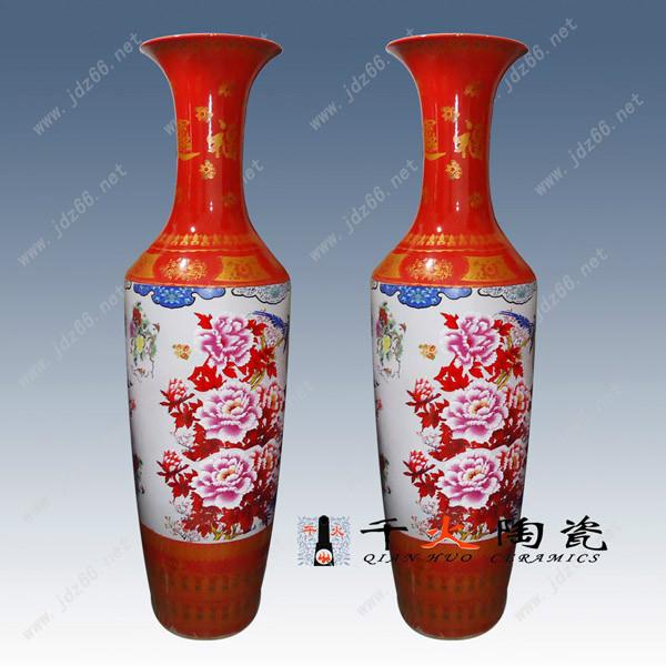 供应红底富贵大花瓶 中国红大花瓶图片
