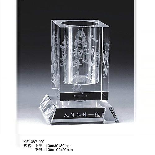 供应北京水晶笔筒 三件套 创意纪念品 会议活动礼品 创意定制logo