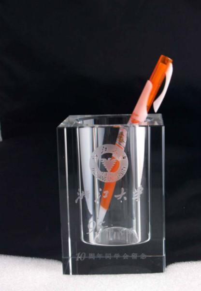 供应北京水晶笔筒 三件套 创意纪念品 会议活动礼品 创意定制logo