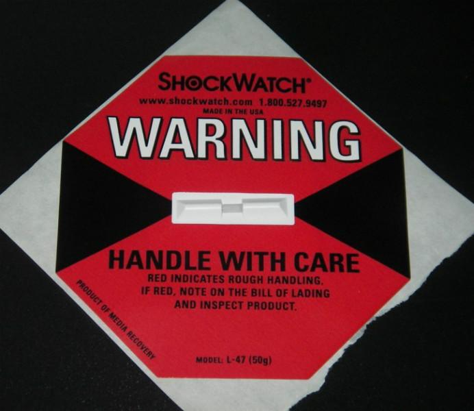 供应深圳SHOCKWATCH物流运输监控标签，防震动标签，防倾斜标签