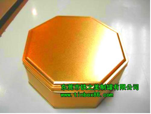 生产供应优质铁盒八角形饼干铁盒/八角形曲奇饼铁盒/异形饼干铁盒