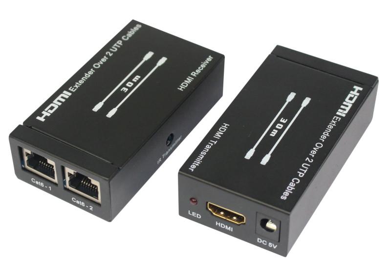 供应双网线延长器30米，HDMI Extender,CAT6网线延长