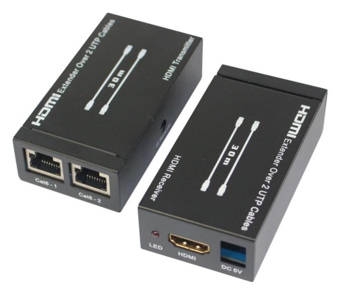 供应双网线延长器30米，HDMI Extender,CAT6网线延长