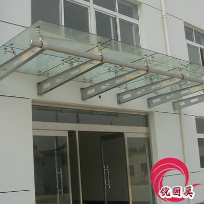 供应深圳工厂门头雨棚钢结构玻璃雨棚