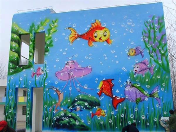 供应济宁幼儿园外墙墙绘城市文化墙图片
