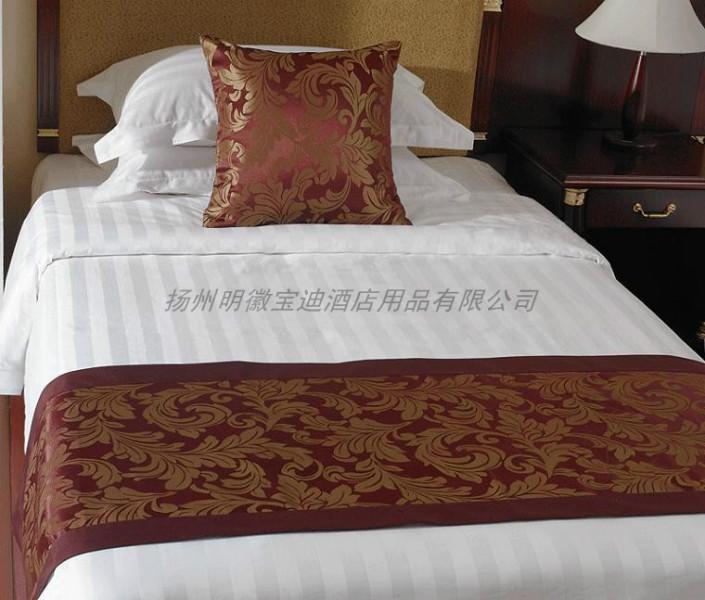 宾馆酒店床上用品 丝光加密三公分缎条床单被套厂家直销