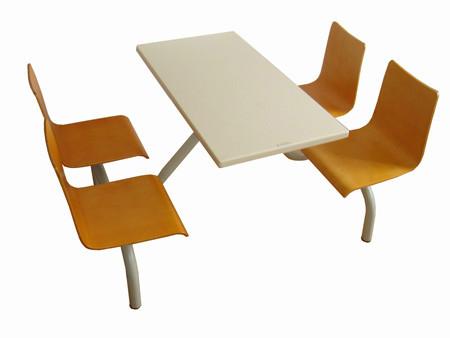 南沙奶茶店桌椅，4人位快餐桌椅，连体奶茶店桌椅图片