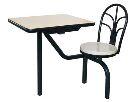 天河汉堡店桌椅，连体快餐桌椅，两人位快餐桌椅