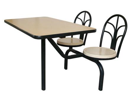天河汉堡店桌椅，连体快餐桌椅，两人位快餐桌椅