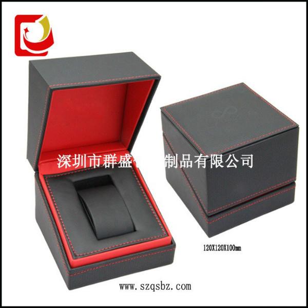 深圳厂订做高档精美皮质塑胶男女商务手表盒 PU皮塑料中性手表盒