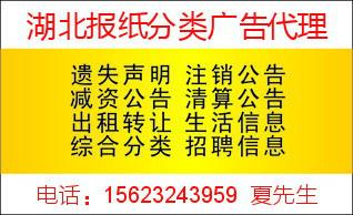 武汉公司税务登记证遗失声明广告办理