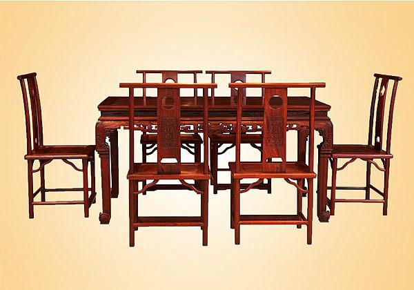 正宗红酸枝红木餐桌椅 实木餐桌图片