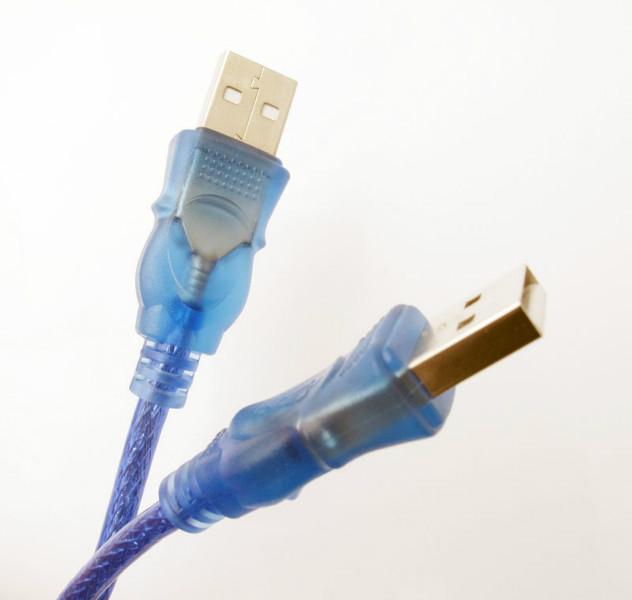 透明蓝USB公转USB公对拷线批发