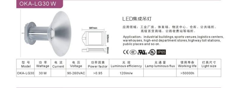 惠州奥嘉供应LED集成30W工矿灯，美国进口芯片，光效高，质量好