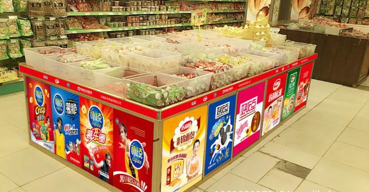 供应超市散装食品展柜厂家,拆装式货柜,拆装快捷简单,糖果促销堆头柜