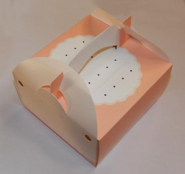 供应批发韩版粉色手提小6寸芝士蛋糕盒图片