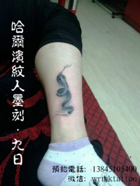 供应哈尔滨纹身脚踝蛇纹身作品