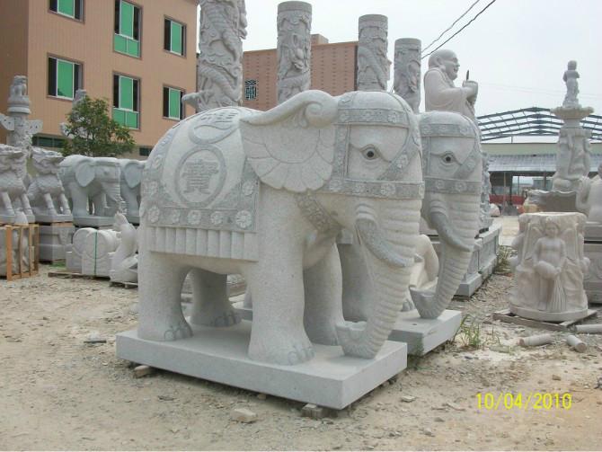 供应武汉芝麻白石雕大象，武汉石雕大象价格