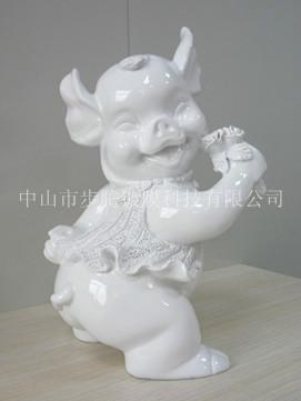 供应电镀树脂工艺品-笑脸猪/真空电镀树脂工艺品